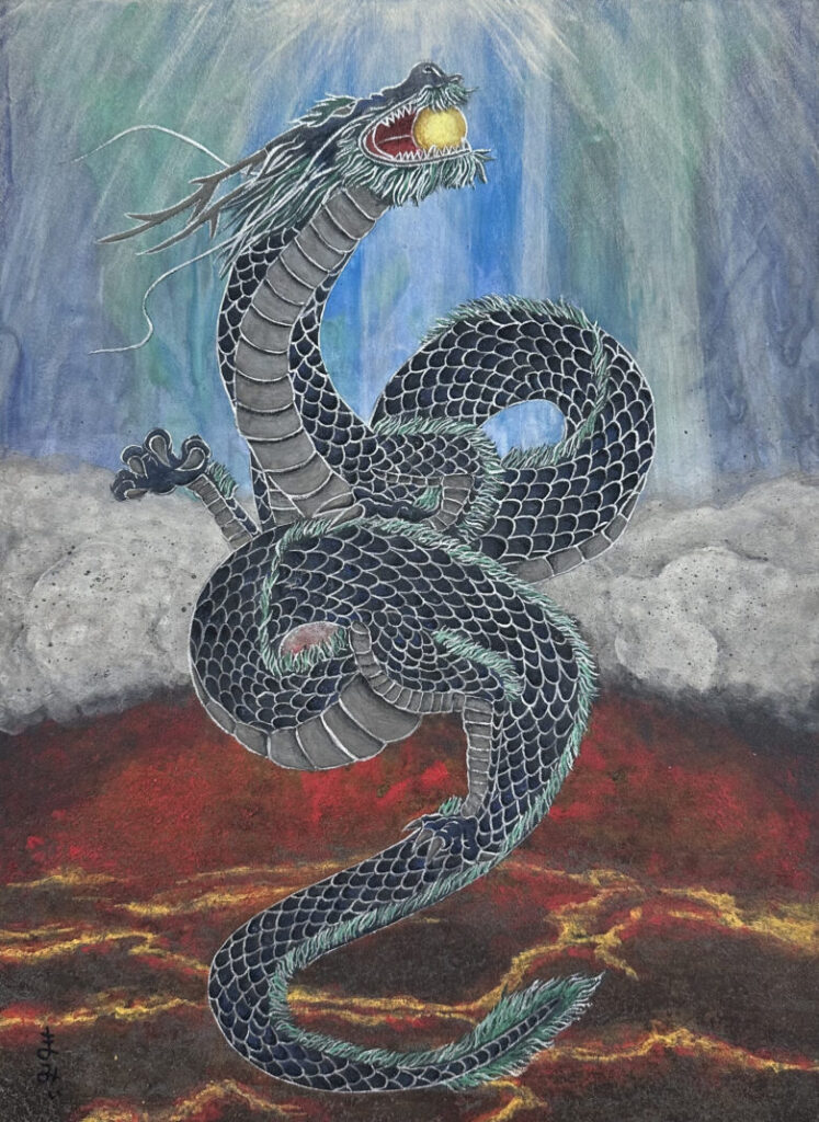 マグマに潜る龍　オリジナル龍画　世界に一枚原画 マグマに潜る龍オリジナル龍画世界に一枚原画